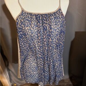 Blue and Beige Leopard Print top